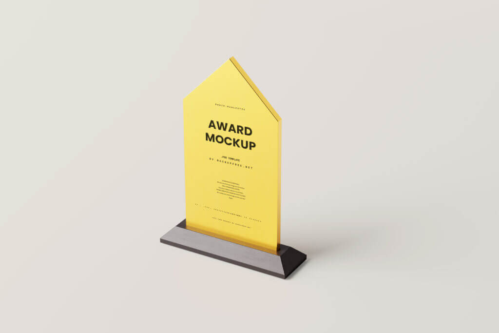 5 Free Golden Shield Award Trophy Mockup PSD Files