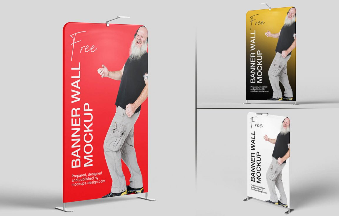 Free Vertical Standing Banner Mockup PSD Set   Good Mockups