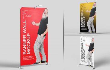 6 Free Vertical Standing Banner Mockup PSD Set
