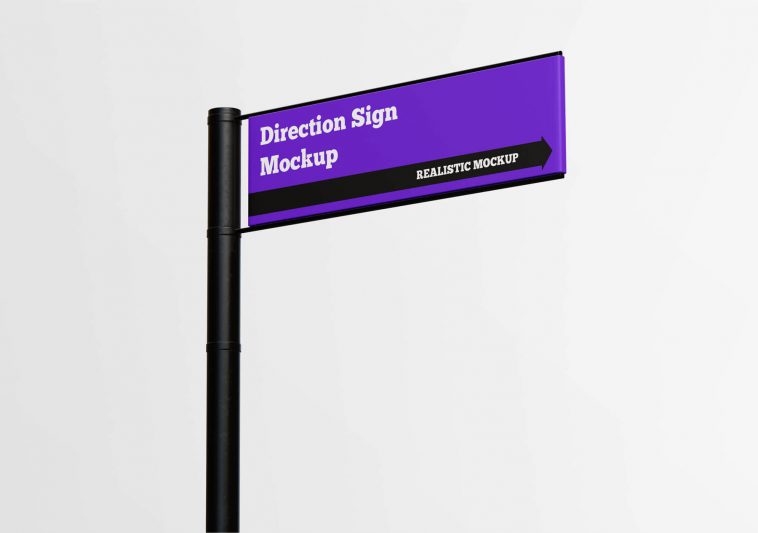 Direction Sign Mockup with Pillar