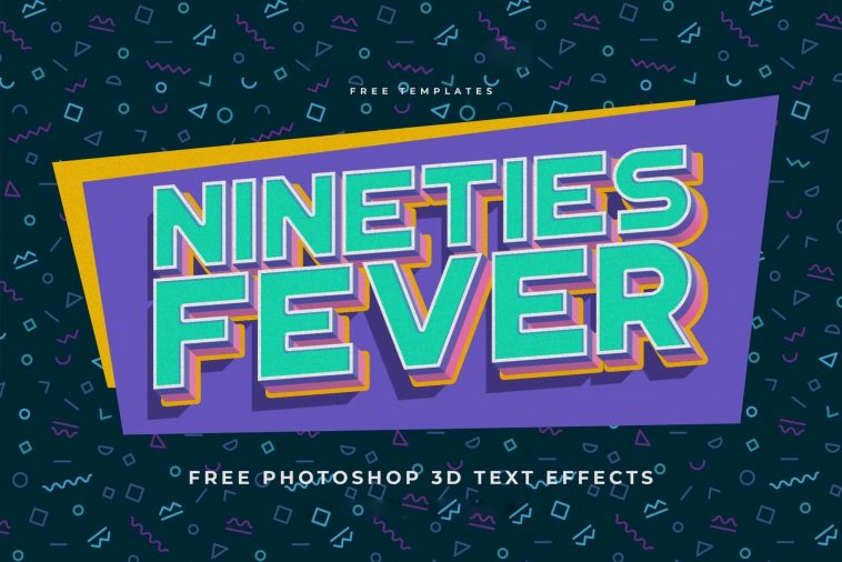 Free 90s 3D Text Effect PSD Template