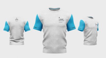 Free Brushed Cotton Fabric T-Shirt Mockup PSD Set