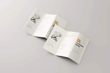 Free DL Three Fold Brochure Mockup PSD Set