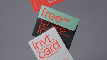 Free Gravity Invitation Card And Envelope Mockup PSD
