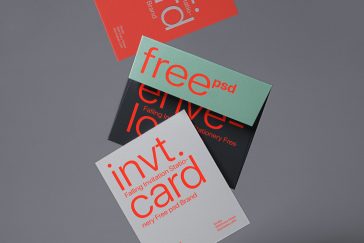 Free Gravity Invitation Card And Envelope Mockup PSD