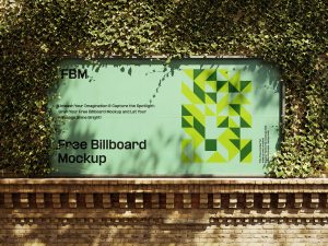 Free Ivy Leaves Covered Billboard Mockup PSD Set