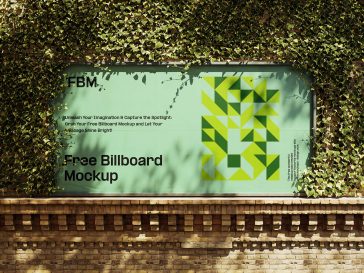 Free Ivy Leaves Covered Billboard Mockup PSD Set