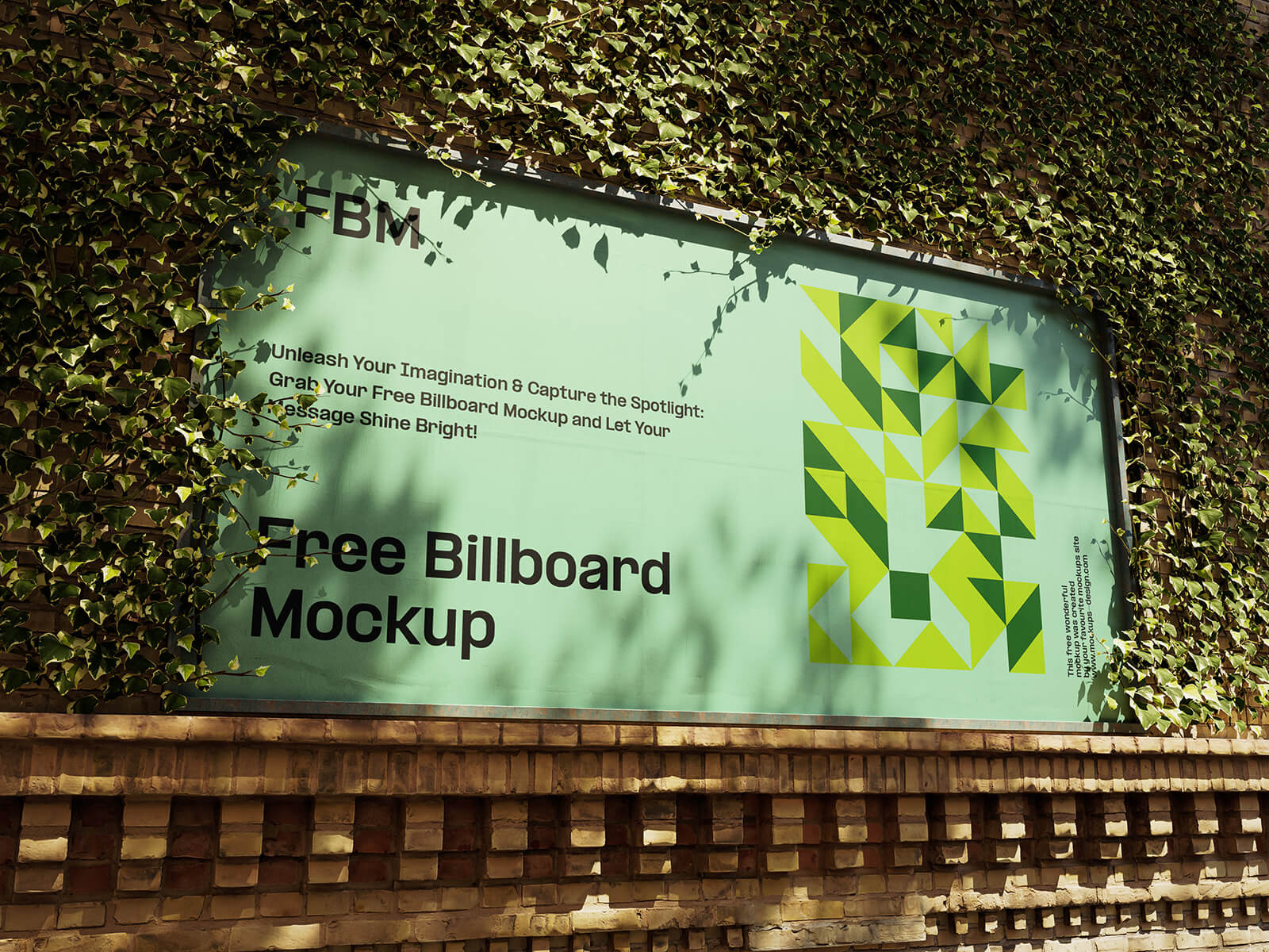 Free Ivy Leaves Covered Billboard Mockup PSD Set