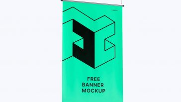Free Modern Hanging Banner PSD Mockup