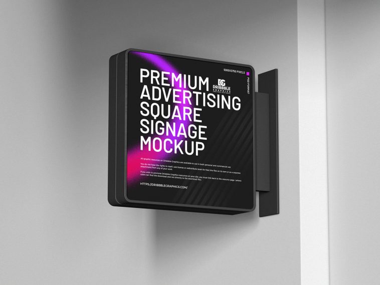 Free Premium Advertising Square Signage Mockup