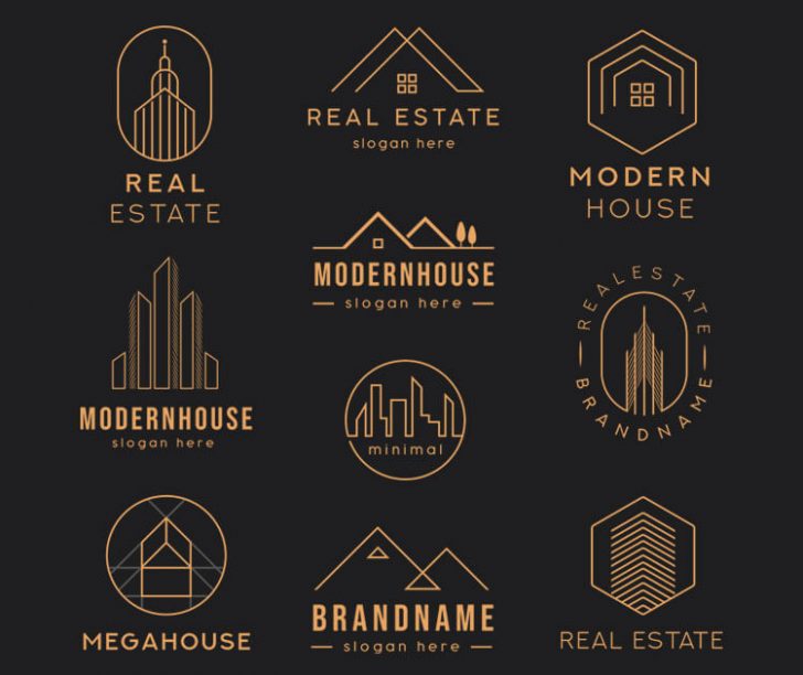 Free Premium and Luxury Style Real Estate Logo Design set Template in