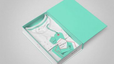 Free T-Shirt Branding and Packaging Box Mockup PSD