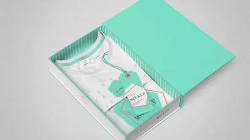 Free T-Shirt Branding and Packaging Box Mockup PSD