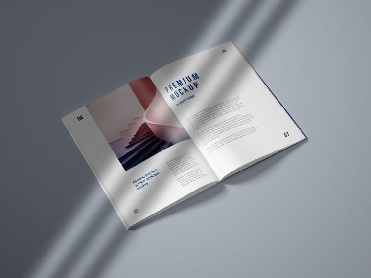 Free Vertical Catalogue and Magazine Mockup PSD