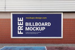 Free Brick Wall Mounted Billboard Mockup PSD - PsFiles