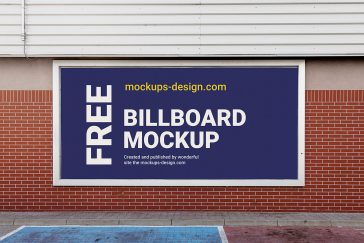 Free Wall-Mounted Billboard Mockup PSD
