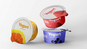 Free Yogurt Cups Mockup for Package Branding
