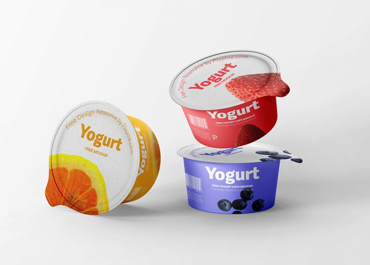 Free Yogurt Cups Mockup for Package Branding