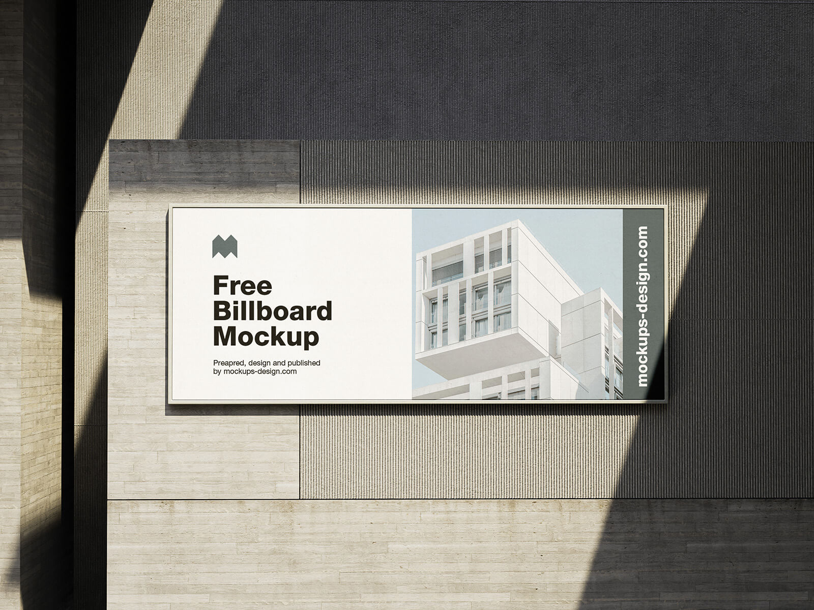 3 Free Concrete Wall-Mounted Billboard Mockup PSD Files