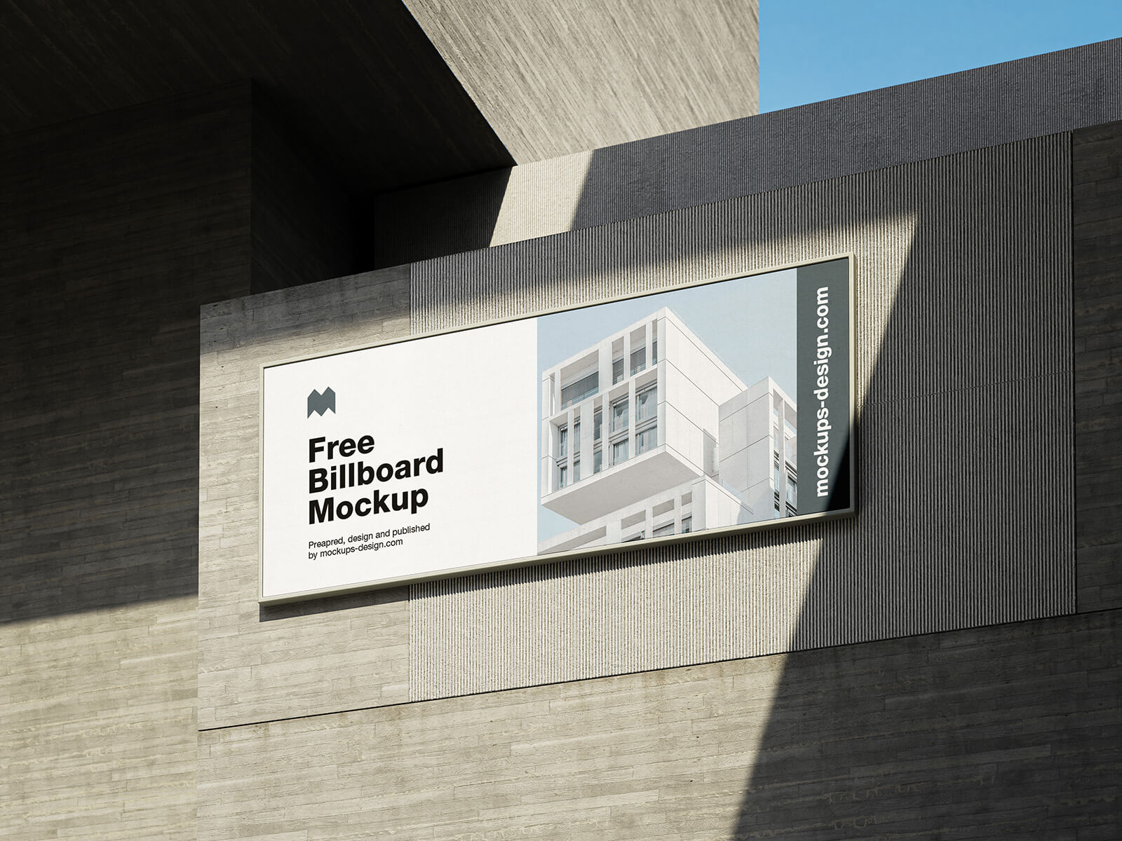 3 Free Concrete Wall-Mounted Billboard Mockup PSD Files