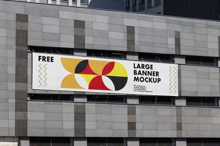Free Large Building Banner Mockup PSD