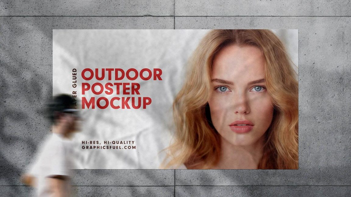 Glued Street Poster Free Mockup PSD - PsFiles