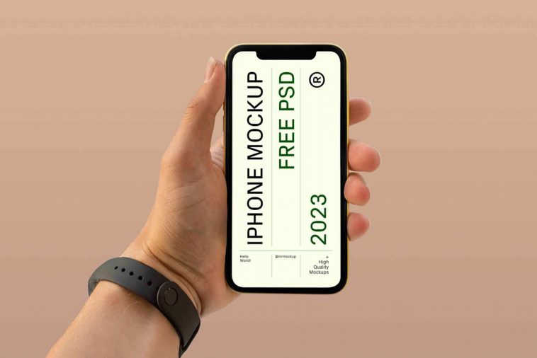 Phone in Hand Mockup PSD