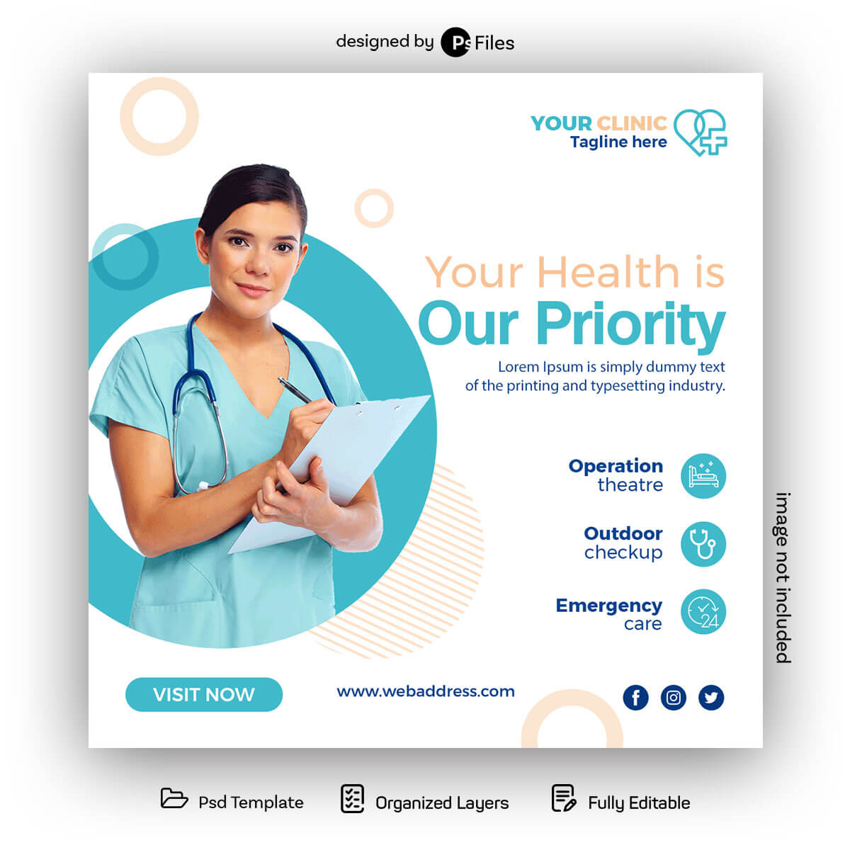 Health Care Free Social Media Post Design PSD Template