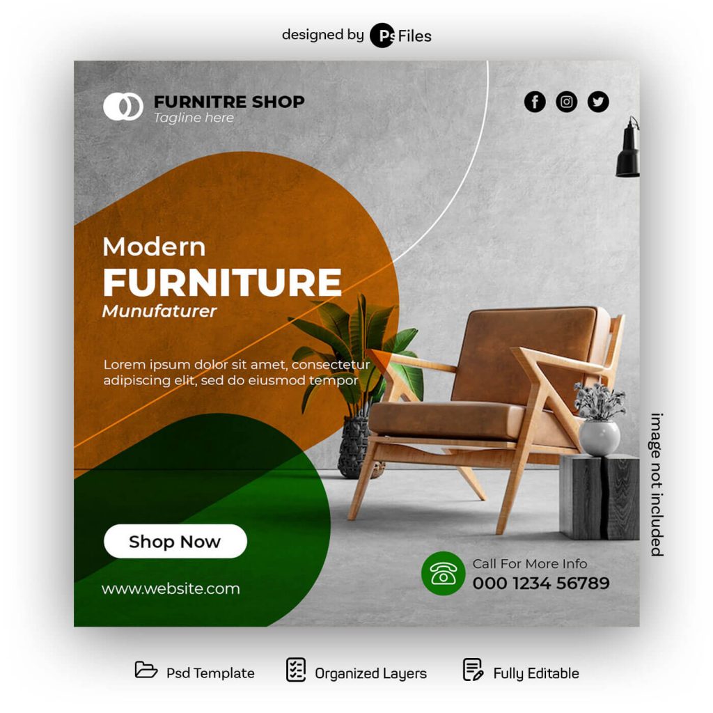 PsFiles Modern Furniture Free Instagram Post Design PSD Template
