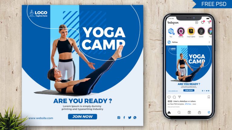 Yoga Training Camp Free Social Media Post Design PSD Template - PsFiles