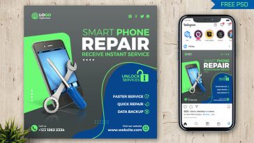 PsFiles Smart Phone Repair Free Social Media Post Design Template PSD