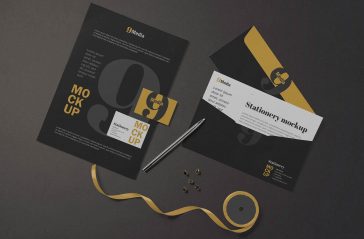 Top view of Logo Branding Stationery Mockup Free PSD