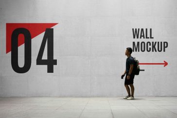 Outdoor Wall Wayfinding Mockup with Men