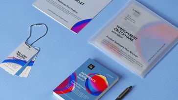 Stationery Mockup Set with Booklet, Book and Label Tags