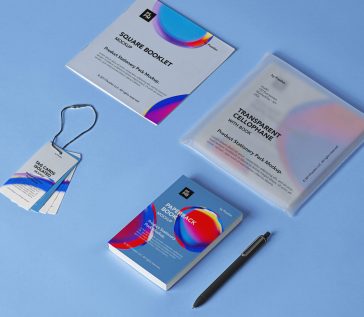 Stationery Mockup Set with Booklet, Book and Label Tags