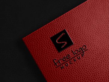 2 Top View Logo Mockups on Bumpy Leather