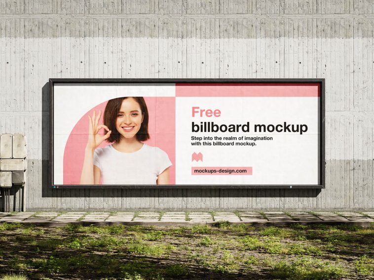 3 Free Concrete Wall Billboard Mockup PSD Files