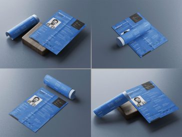 5 Free A4 Resume / CV Mockup PSD Files