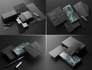 5 Free Dark Premium Corporate Stationery Mockup PSD Files