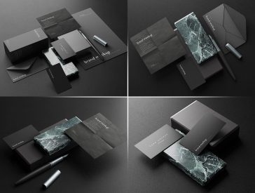 5 Free Dark Premium Corporate Stationery Mockup PSD Files