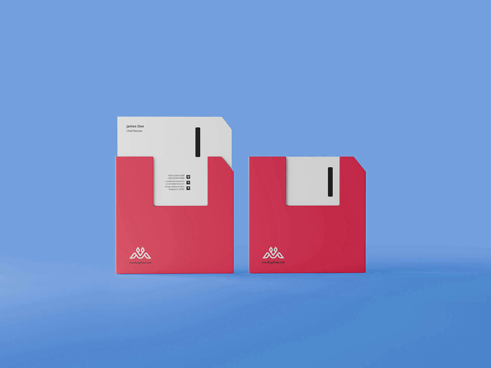 5 Free Floppy Disk Shape Square Business Card Mockup PSD Files