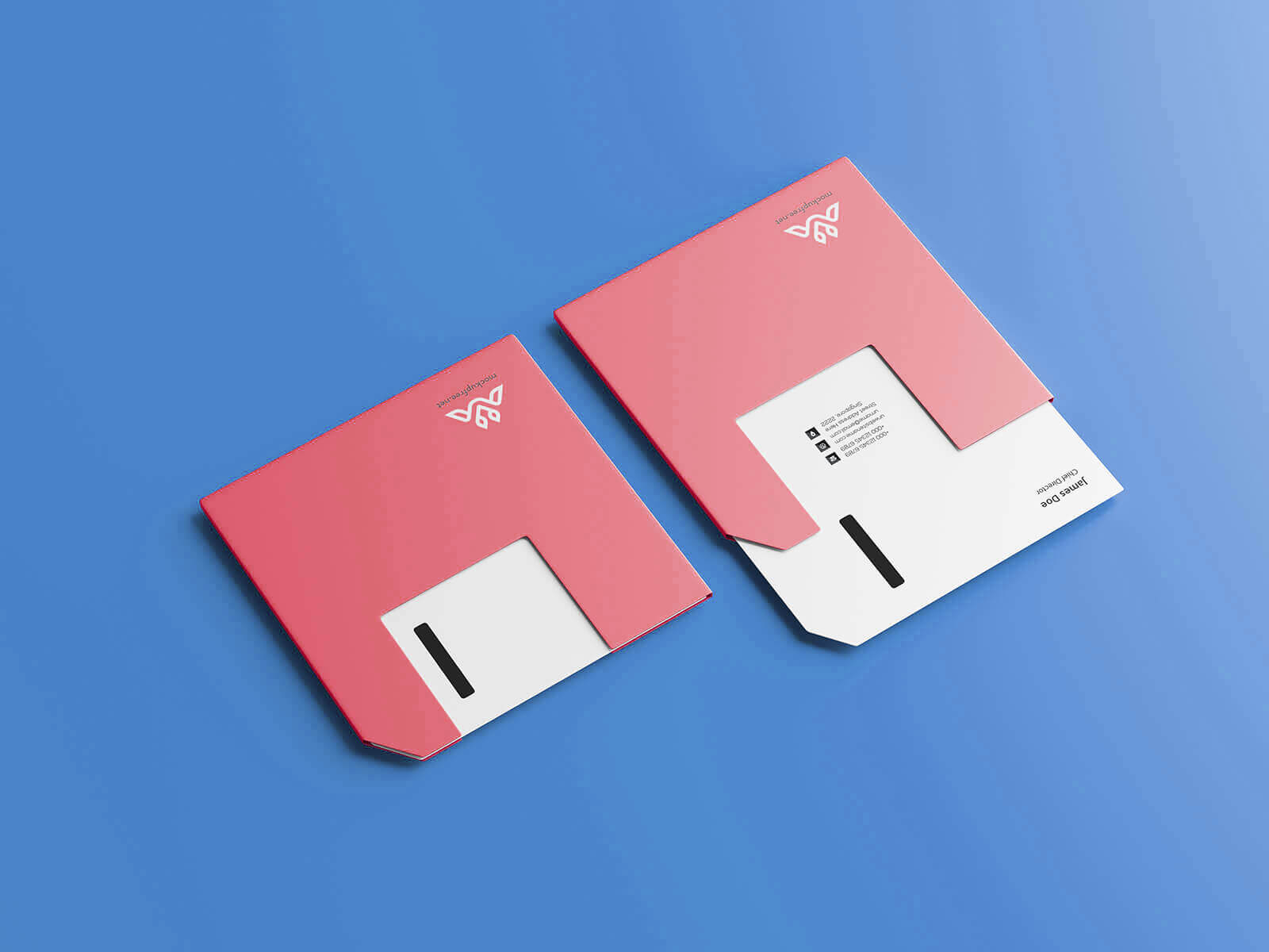 5 Free Floppy Disk Shape Square Business Card Mockup PSD Files