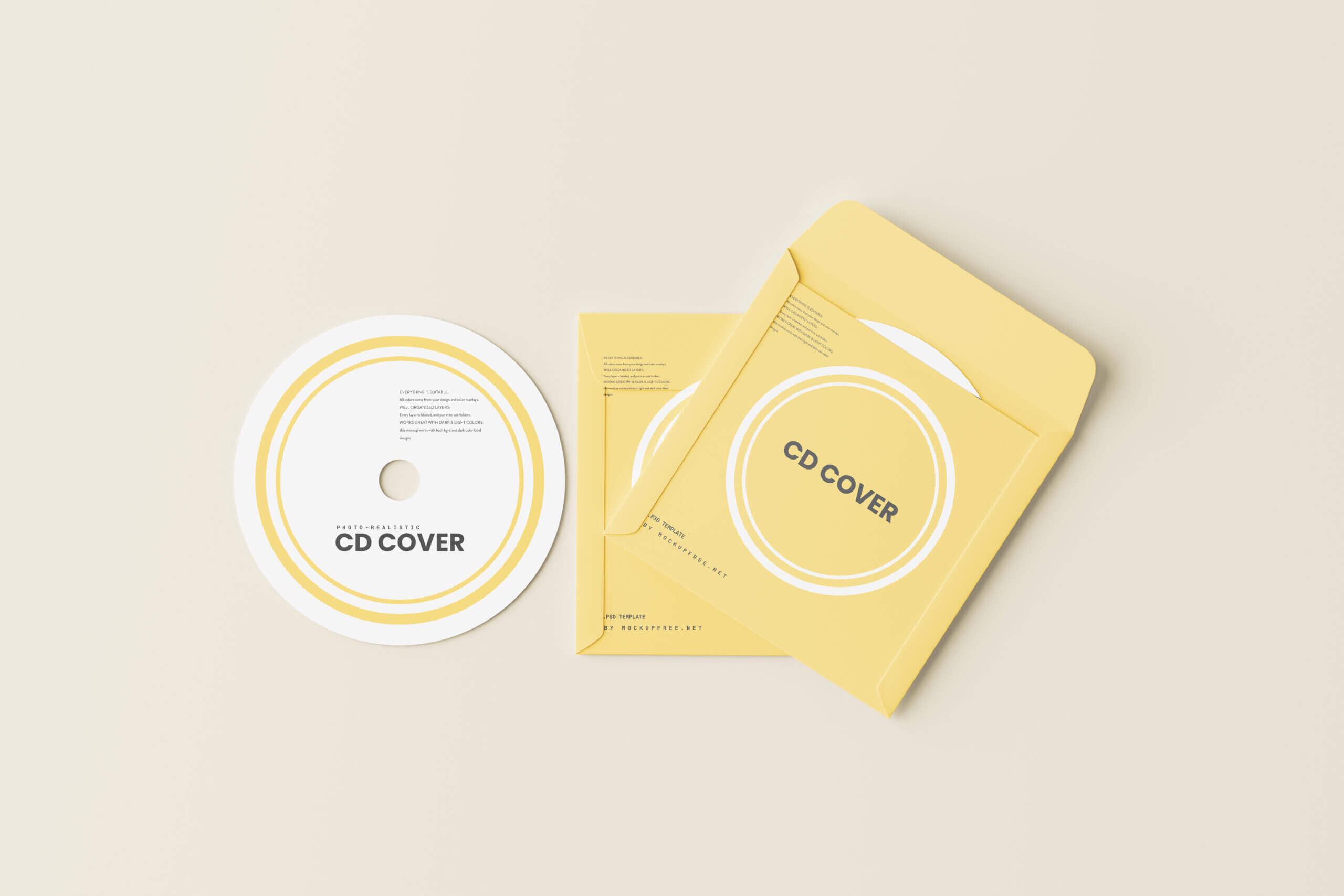 5 Free Paper CD Cover & Disc Mockup PSD Files