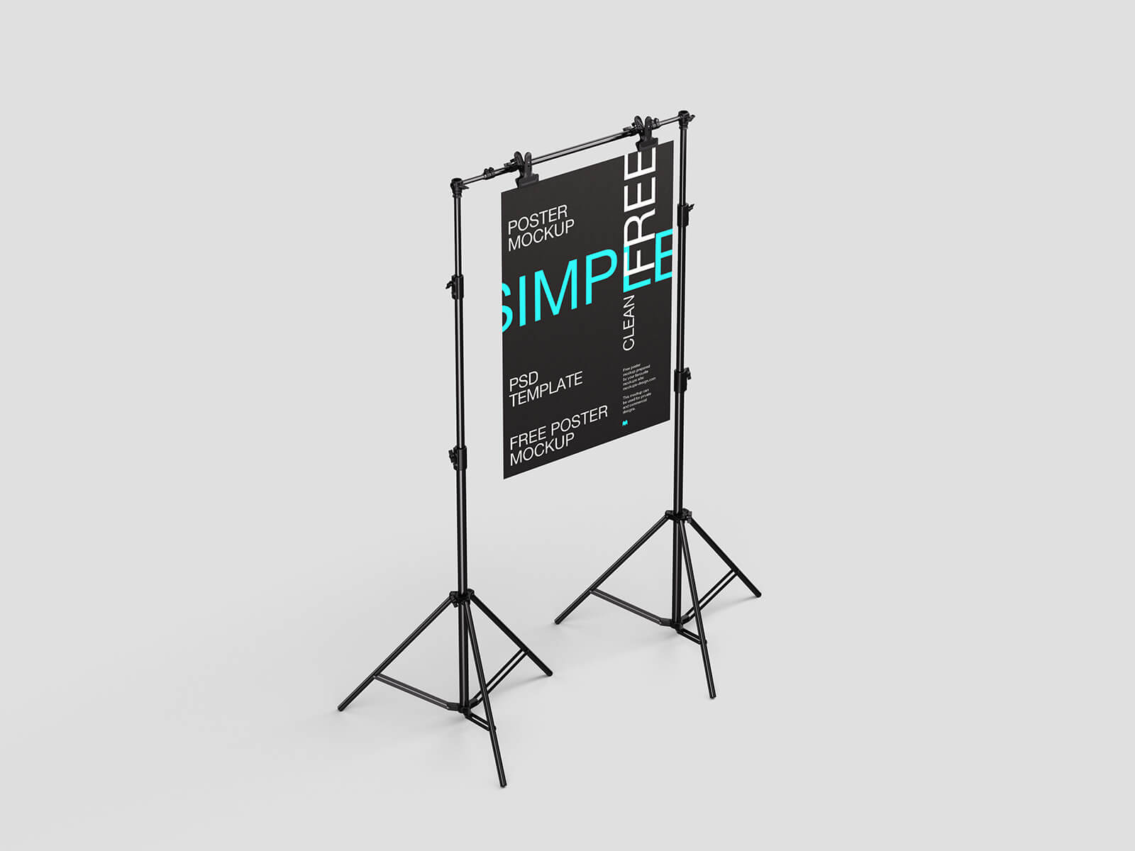 5 Free Poster On Tripod Mockup PSD Set