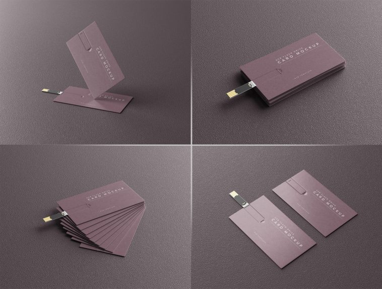 5 Free USB Flash Drive Business Card Mockup PSD Files