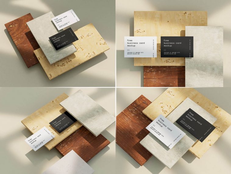 Business Cards on Tiles Mockup