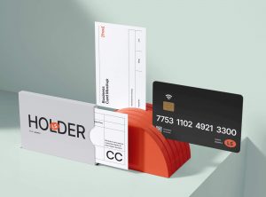 Free Cardholder With Cards Mockup