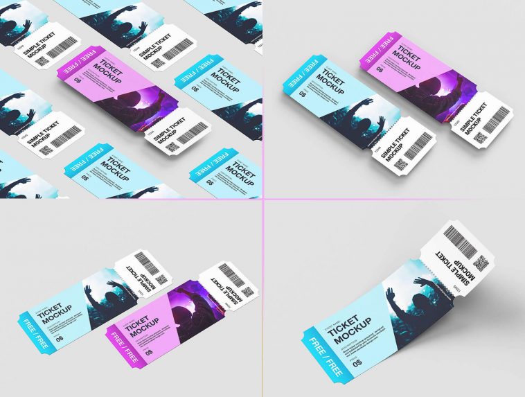 Free Customizable Ticket Mockup PSD