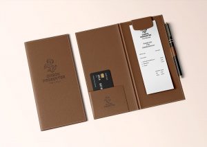 Free Restaurant Check Presenter Mockup