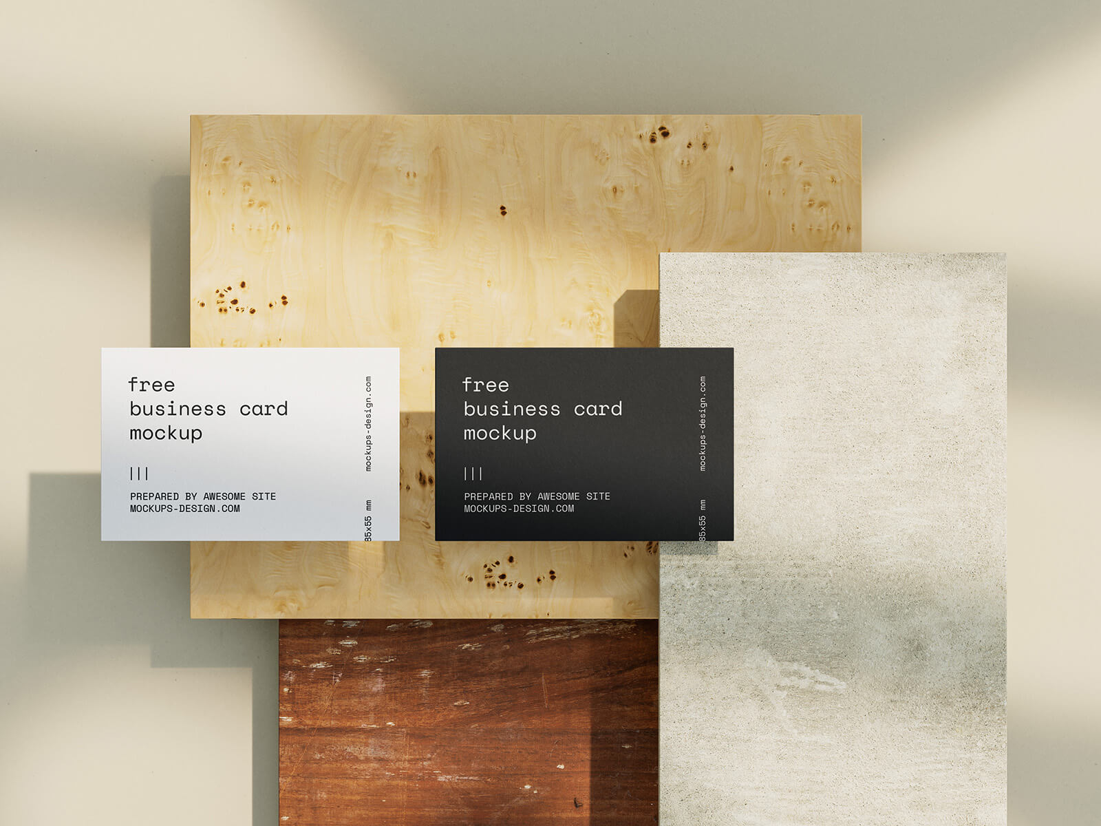 Business Cards on Tiles Mockup